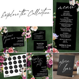 Menu Élégante Typographie contemporaine simple Noir
