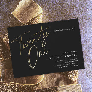 Papier Budget Black and Gold 21st Birthday Invitation