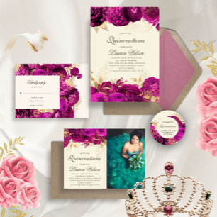 Carte de réponse RSVP Florale Roses Roses Rose Aqu