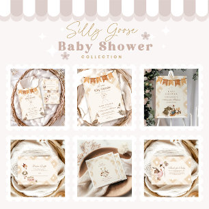 Carte D'accompagnement Un Baby shower Whimsical d'oie sotte Note pour béb