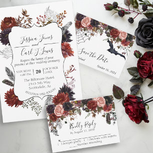 Carte De Correspondance Enregistrer la date Halloween Mariage de automne a