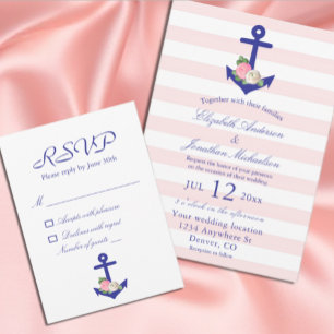 Nautical Floral Summer Wedding Kaart