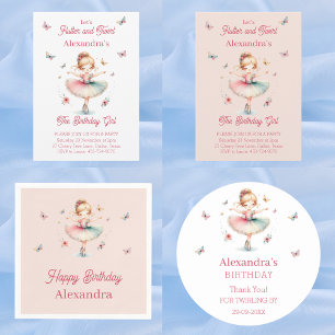 Gobelets En Papier Jolie Blush Rose fille Ballerina fête d'anniversai