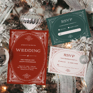 Invitation Déco moderne   Blanc argenté clair avec Mariage ro