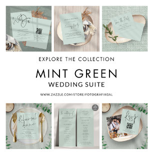 Invitation Soirée minimaliste Mariage à la menthe de script