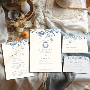 Élégant Français Vintage bleu Mariage floral