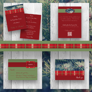 Crimson et Faire-part de mariage de Noël À feuilla