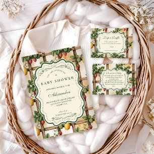 Rustieke Citrus Aardbei Baby Shower Kaart
