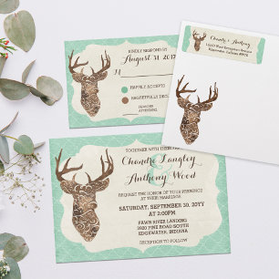 Cartons Réponse Elegant Deer Antlers Mariage campagnard rustique R