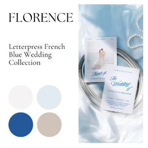 Tenture Mariage Moderne Minimaliste Classique Bleu Script