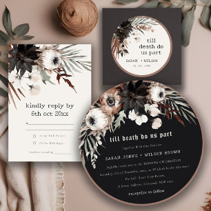 Cartons Réponse Boho Gothic Rust Black Botanique Détails du Mariag