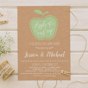 Invitation Faux Kraft Pomme Rustique De Mon Baby shower Oeil