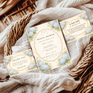 Carte De Remerciements Jardin de Mariage Champêtre Fleurs d'Hydrangea Ble