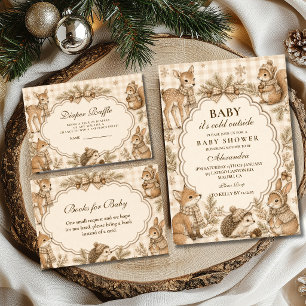 Carte D'accompagnement Tirage au sort de couche pour Noël en bois neutre