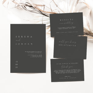 Élégant minimal Mariage à huile noire Invitation