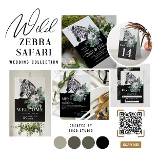 Dessous-de-verre Carré En Papier Aquarelle Floral Zebra Safari Mariage