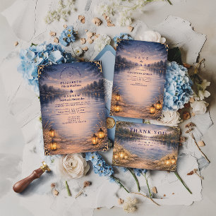 Invitation Mariage Romantique au Clair de Lune dans une Forêt