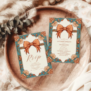 Cartons Réponse Vintage ornemental Floral Art Nouveau Mariage