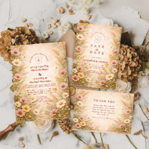 Invitation Mariage Floral Automnal Chaleureux