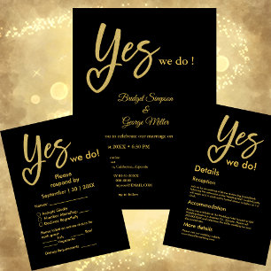 Invitation En Aluminium Oui Nous faisons mariage or prune