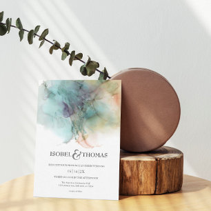 Waterverf Abstract   Paint Splash Wedding Kaart