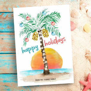 Carte photo de Noël Island Holiday Palm Tree