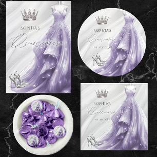 Invitation Robe violette argentée Hiver Flammes de neige Quin