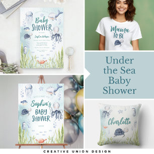 Sous les livres de la mer pour carte de Baby showe