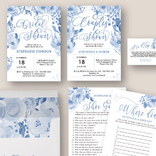 Papier Fête des mariées Game Blue Floral Où sont-ils allé
