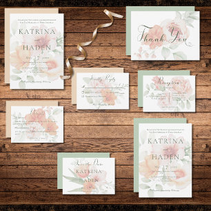 Faire-part de mariage de fleurs vert de bracelet e