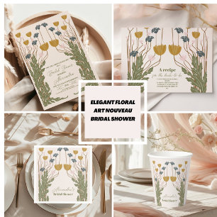 Étiquette Elégante Fête des mariées Florale Art Nouveau