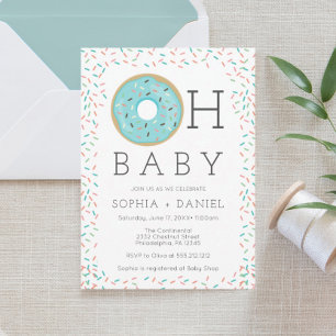 Carte de Baby shower de demande de livre de Donut 