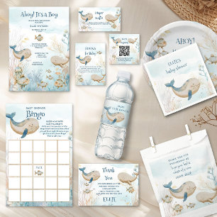 Invitation Ahoy C'est un garçon Baby shower de baleines de co
