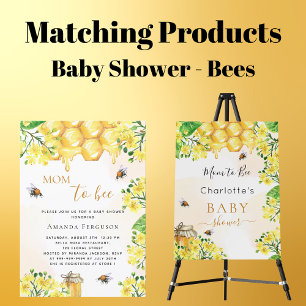 Invitation Mignonne Bee Baby shower fleurit jaune maman à abe
