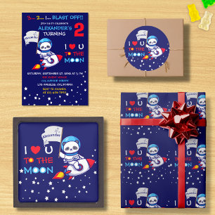 Cute Panda Beer Astronaut on Rocket Ship Kinder Ronde Sticker