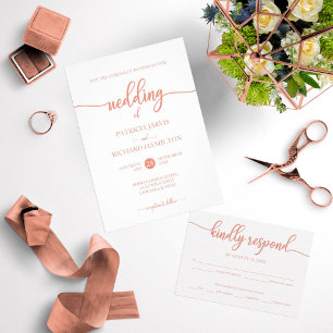 Invitation Élégant Rose Mariage De Calligraphie Or Et Blanc