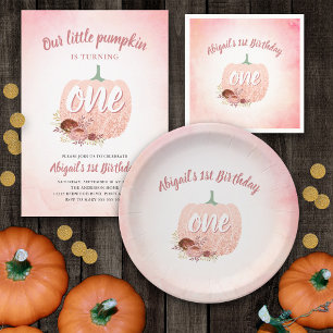 Assiettes En Carton Filles 1er Anniversaire Rose Parties scintillant d