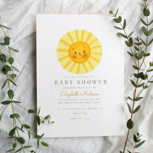 Bonne invitation au Baby shower solaire Jaune