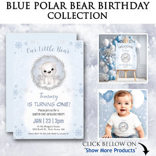 Winter Beary 1e Verjaardag Schattige Blauw Polar B Servet