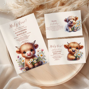 Serviette En Papier Boho Holy Cow Highland Cow Baby shower