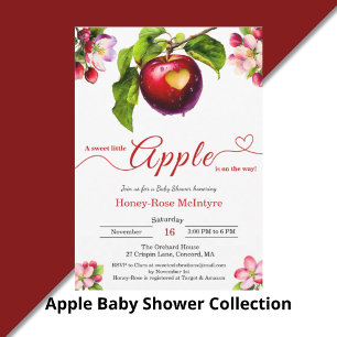 Invitation Une petite pomme est en route   Baby Shower d'auto