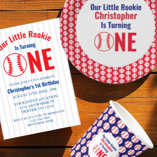 Rookie Baseball 1er Invitation anniversaire