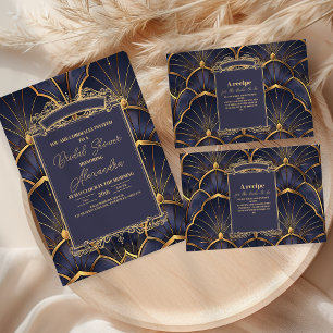 Carte D'accompagnement Fête des mariées Art Déco Vintage violet