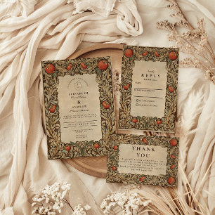 Cartons Réponse Élégant Mariage Vintage de grenade