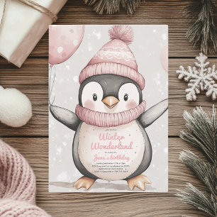 Serviette En Papier Pingouin Whimsical Anniversaire Napkin   rose vint
