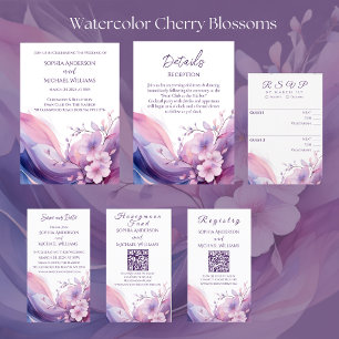 Waterverf Kersenbloesems-Wedding Kaart