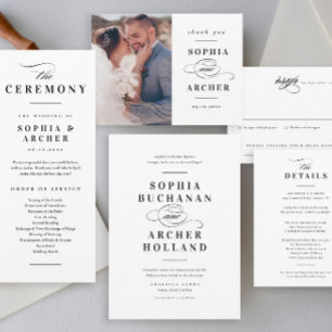 Invitation Script romantique Mariage de typographie noir et b