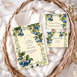 Carte D'accompagnement Tirage au sort de couche vintage bleu botanique 
