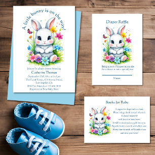 Invitation Petit Bunny Jardin Fleur sauvage Baby shower de Pâ