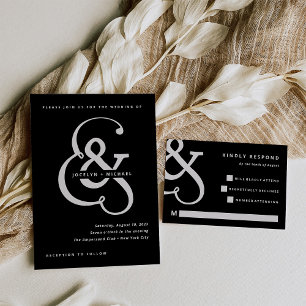 Invitation Tout En Un Ampersand lunaire   Mariage vert Sage